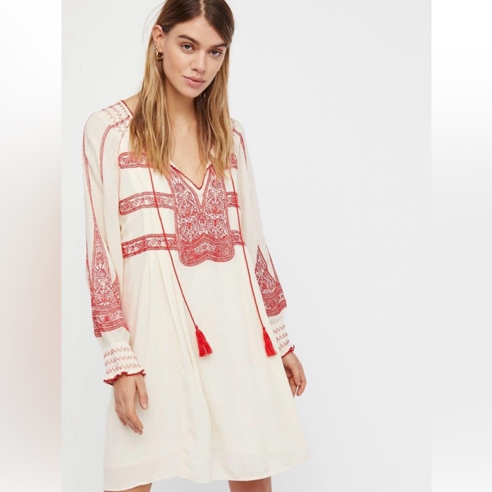 Free People Wind Willow Embroidered Mini Dress
Size Medium